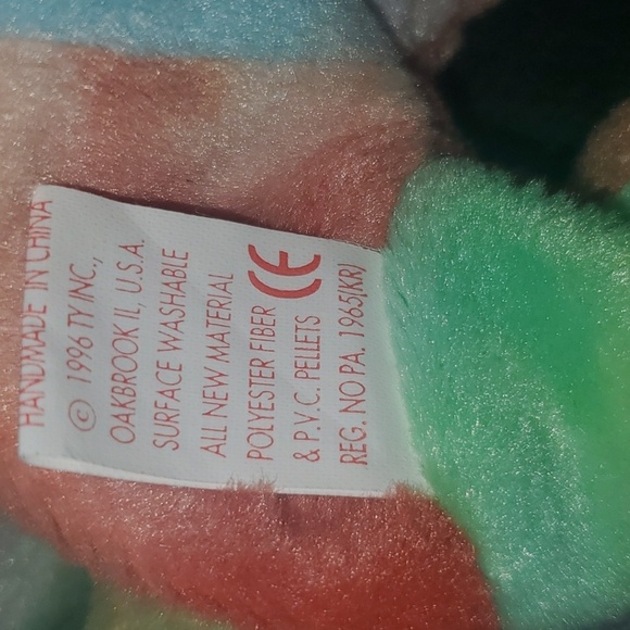 Ty PEACE Teddy Bear Rainbow Colored Red Orange Green Yellow Stuffed Animal Bear - Picture 8 of 8